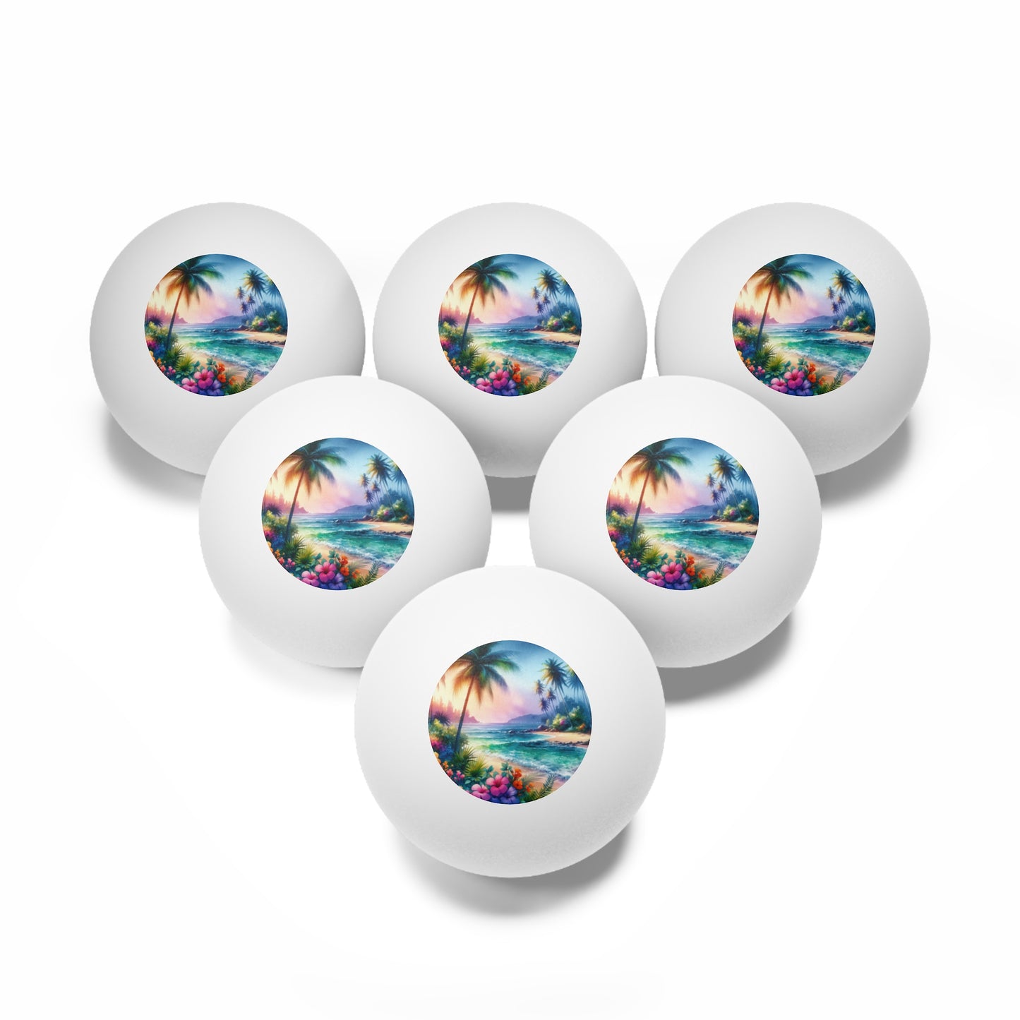 Tropical Paradise Ping Pong Balls - 6 Pack with Bay of Peace