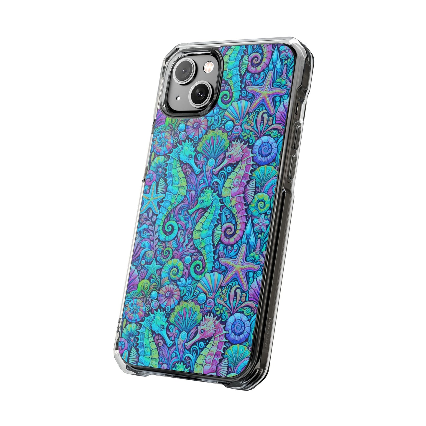 Seahorses/Turquoise POP Magnetic Clear Phone Case, Many Models