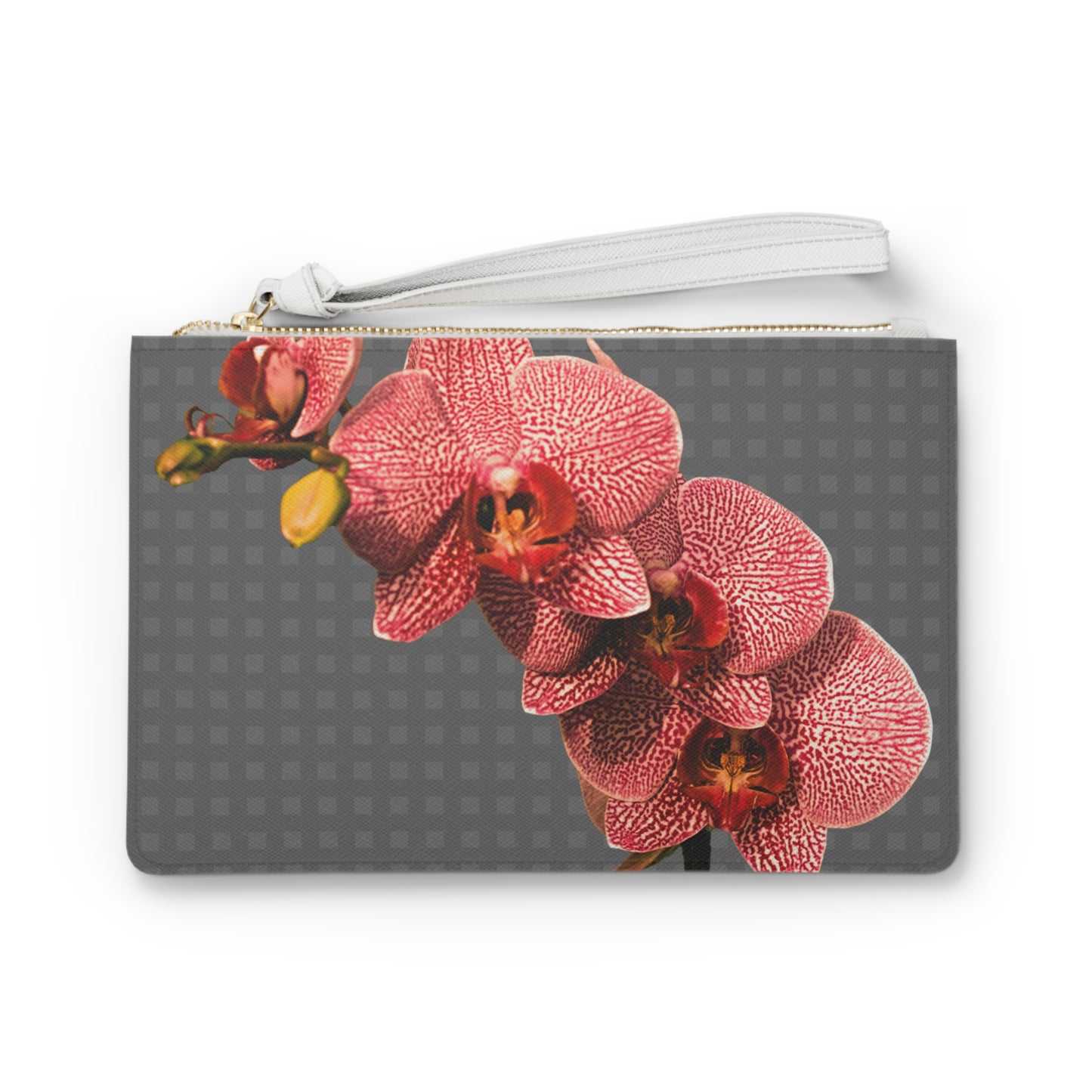 Tropical Faux Leather Clutch Bag - Perfect for Beach Adventures & Summer Vacations / Red Orchid