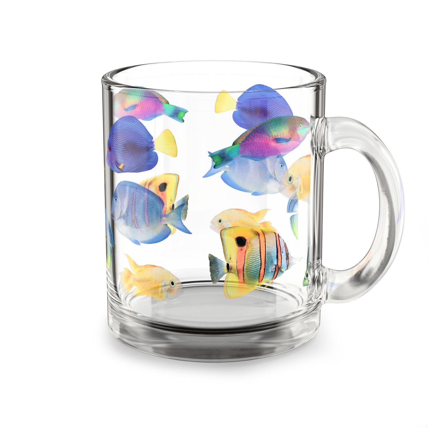 Tropical Glass Mug - 10oz Coffee Cup / School of Fish