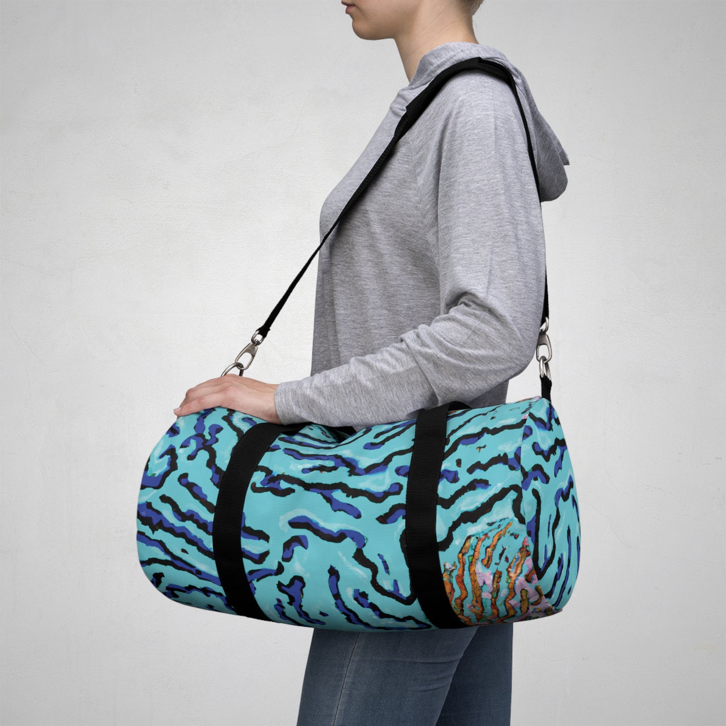 Tropical Duffel Bag - Perfect for Travel and Gym / Wild Coral, Turquoise