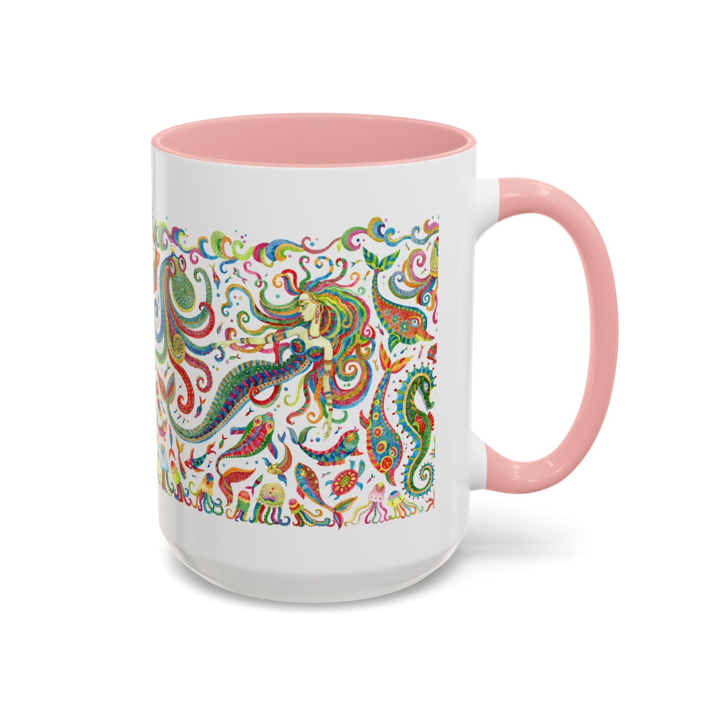 Accent Coffee Mug | Tropical-Inspired Drinkware / Colorful Mermaid Kingdom