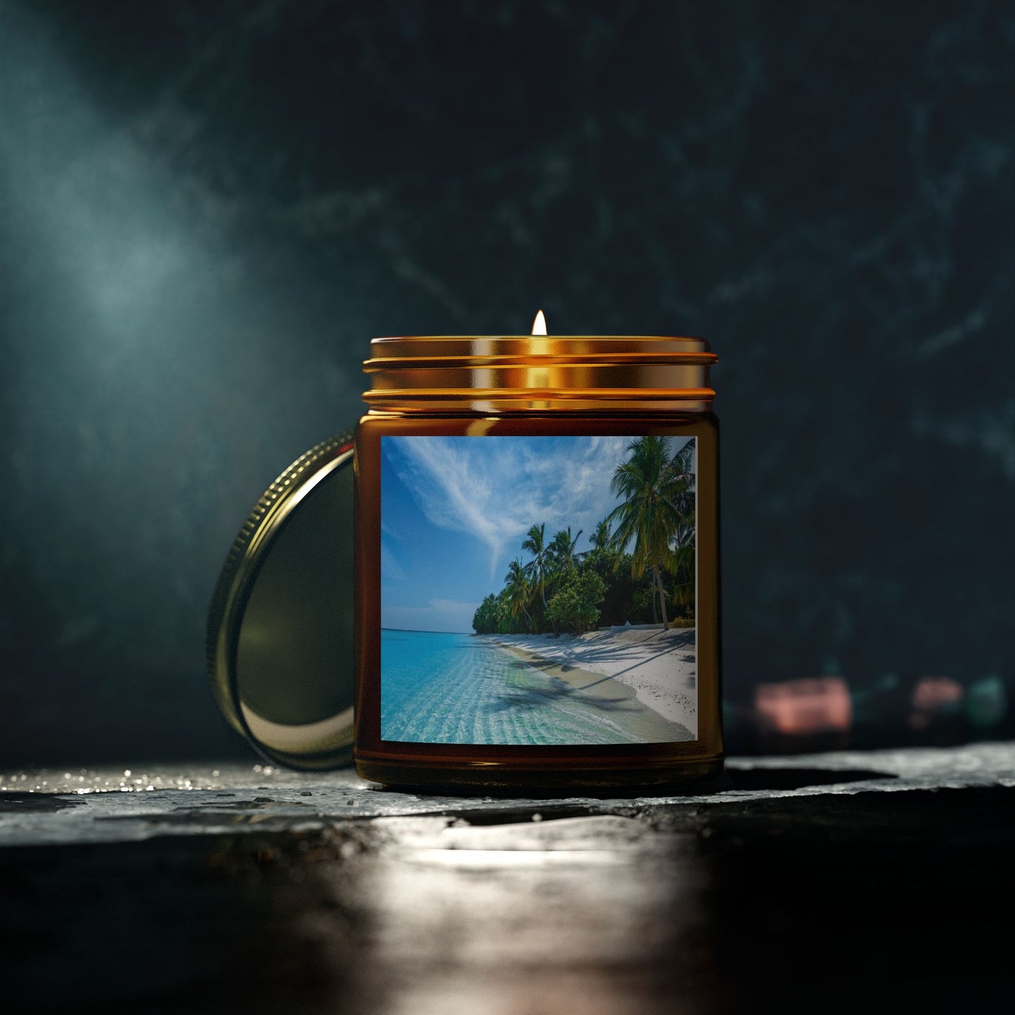 Scented Candles, Coconut Apricot Wax (4oz, 9oz) - Calming Private Beach