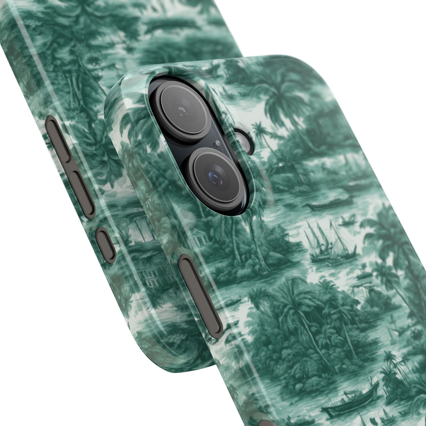 Slim Phone Cases - Tropical Toile #1, evergreen