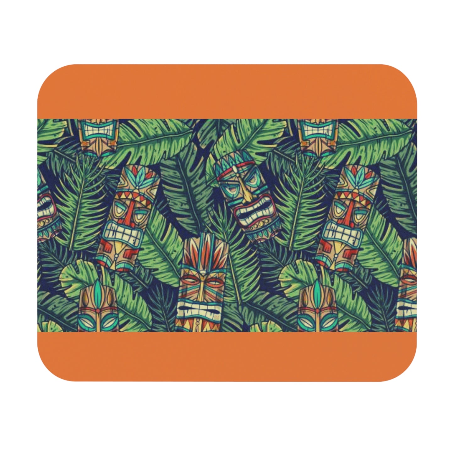 Mouse Pad (Rectangle) - Tiki Greenery, Orange