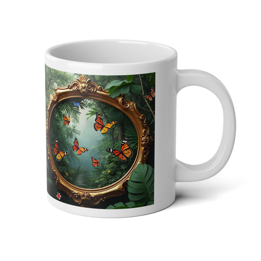 Jumbo Mug, 20oz, Framed Monarch Butterfly Gathering | Tropical Coffee Cup