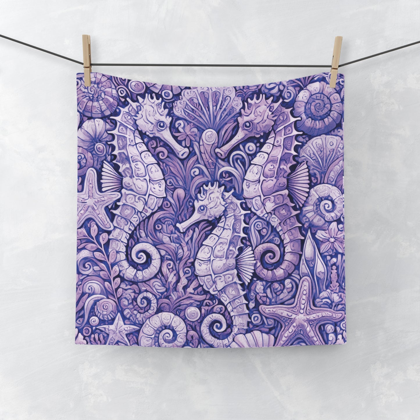 Face Towel - Seahorse Trio/Amethyst
