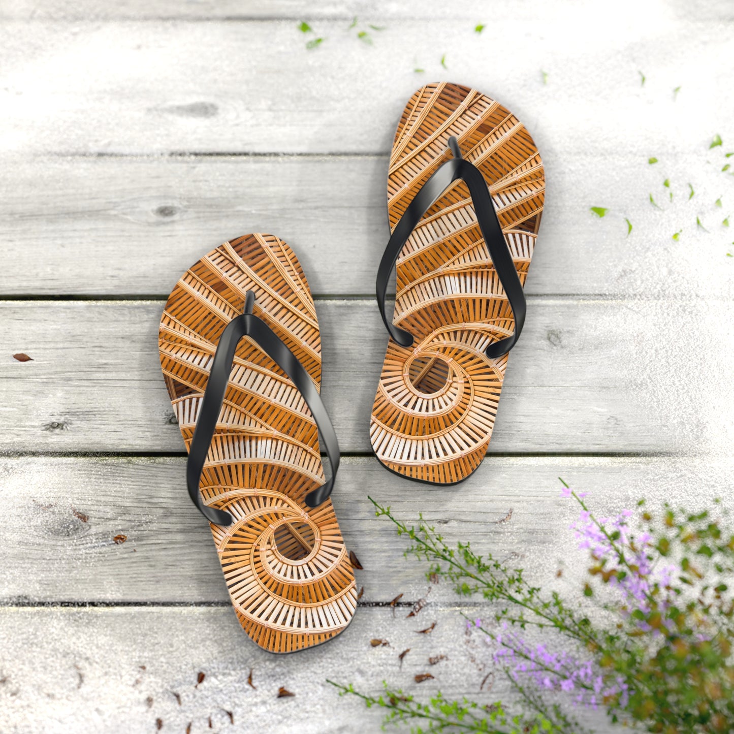 Flip Flops - Natural Bamboo Spiral