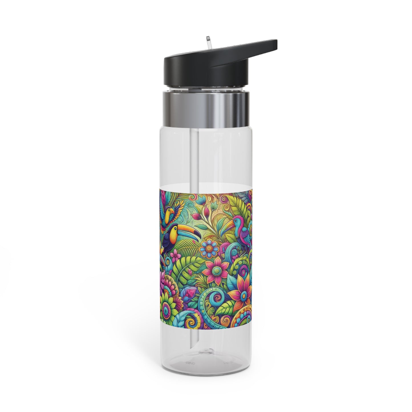 Tropical 20oz Tritan Sport Water Bottle -  Leakproof, Lightweight, BPA-Free / Rainforest Music