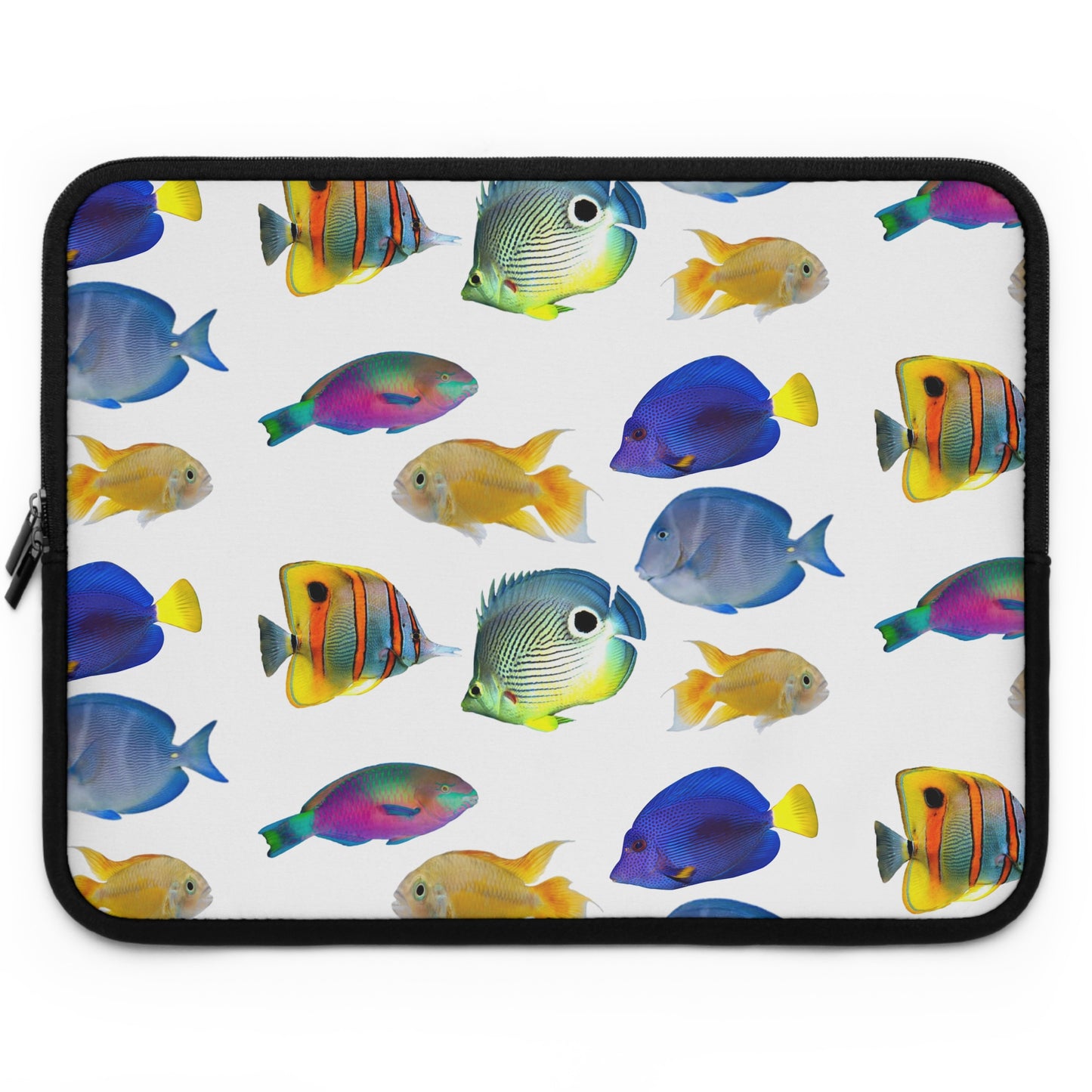 Tropical Laptop Sleeve, 5 Sizes - Perfect for Beach Lovers & Students / School of Fish, White