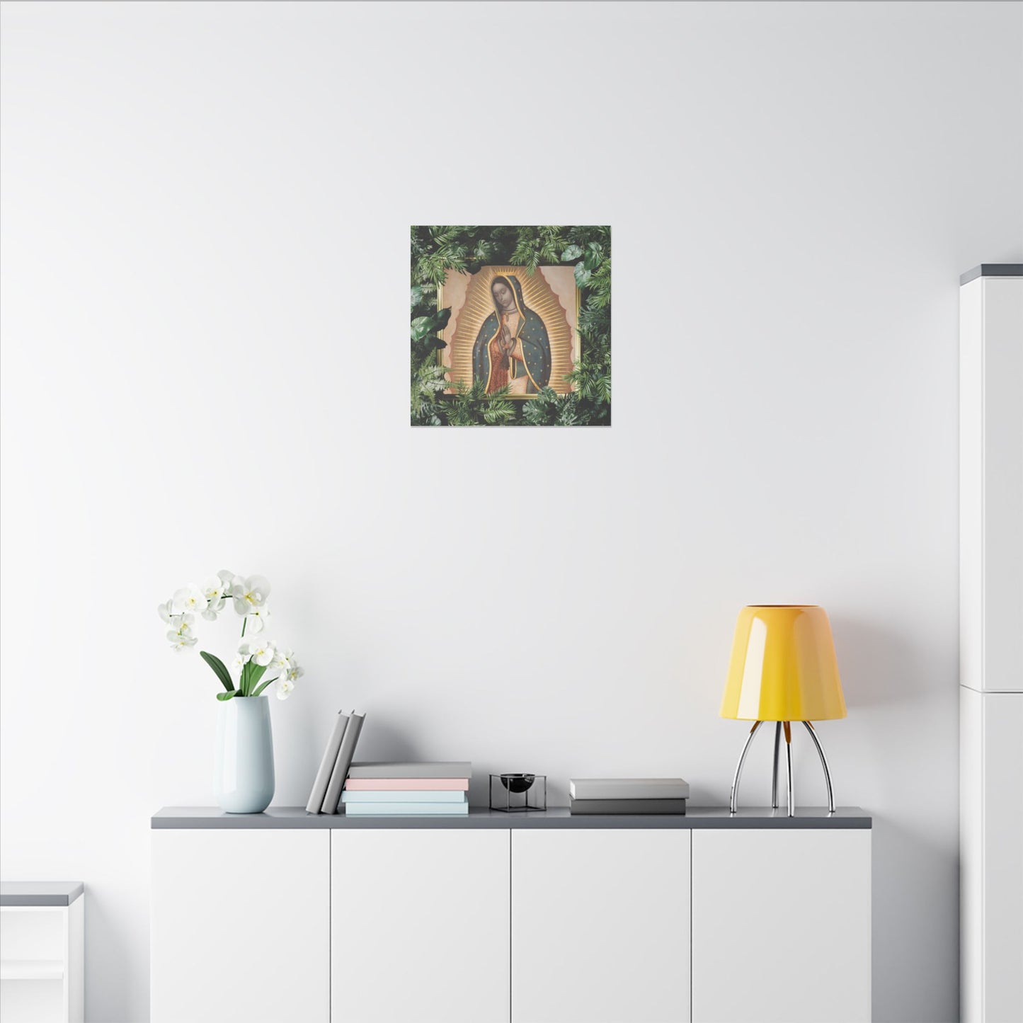 "Tropical Our Lady of Guadalupe" Religious Canvas Artwork - Stretched Canvas Print / Virgin Mary