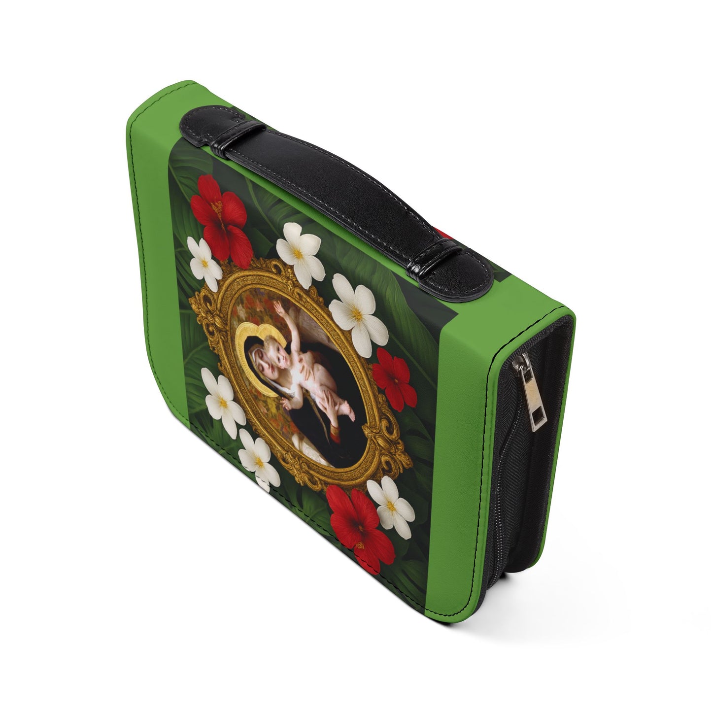 Tropical Bible Cover, Virgin of the Lilies Green / Floral Bible Protector, Christian Church Accessories