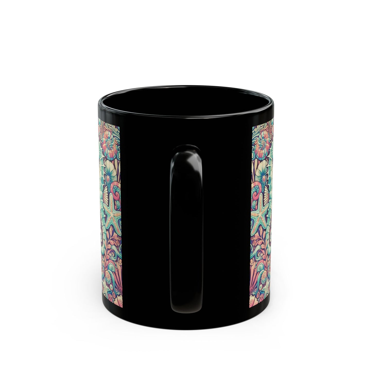 Black Coffee Mug - Seahorse Trio, Retro