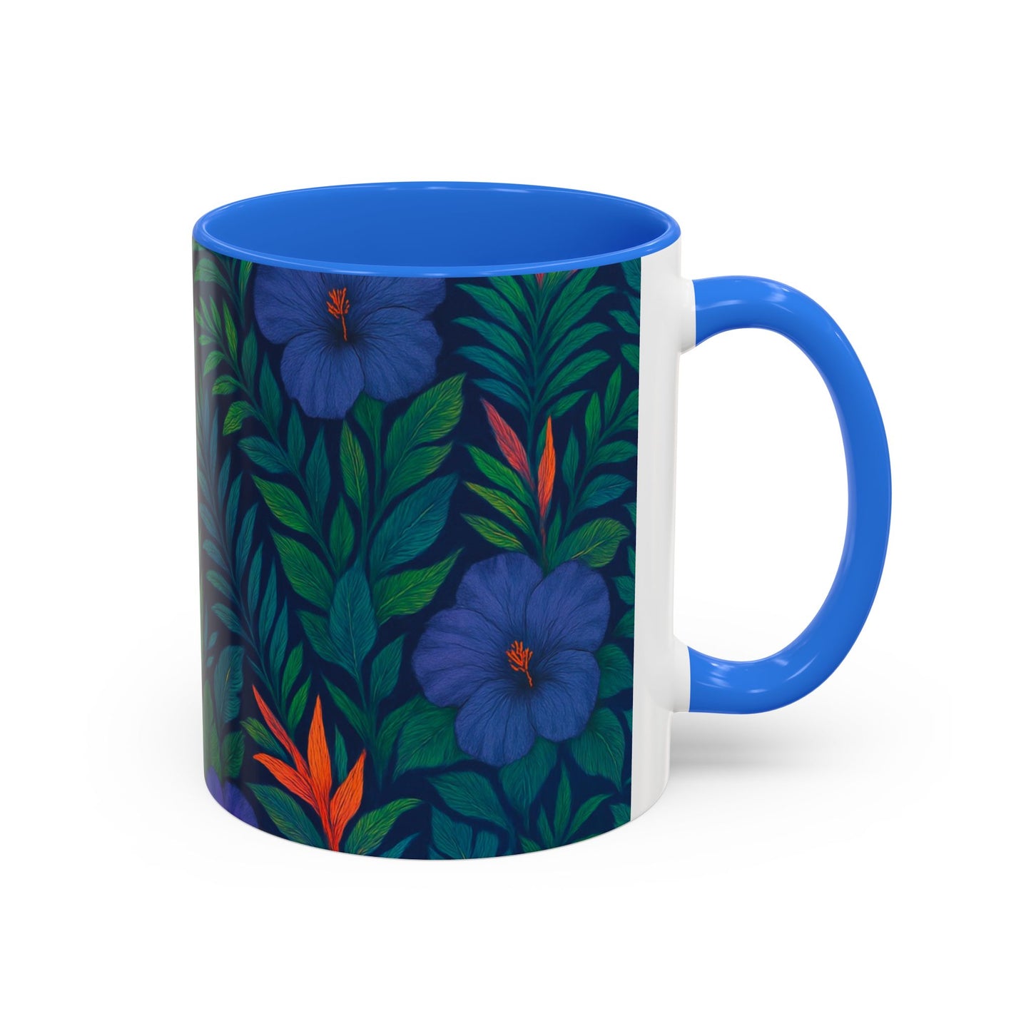 Vibrant Floral Coffee Mug - 11oz & 15oz / Midnight Flower Coral