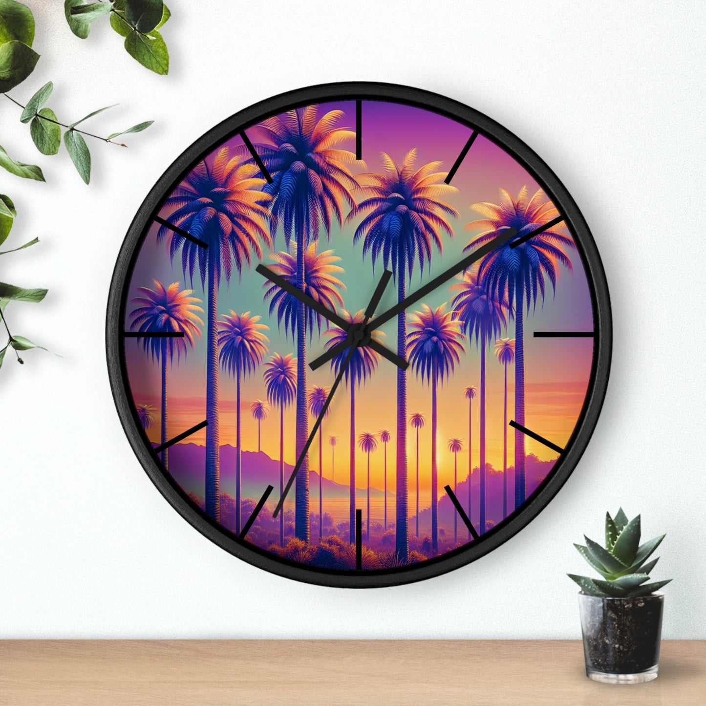 Wall Clock, Sunset Palms, Hands/Base Color Variants