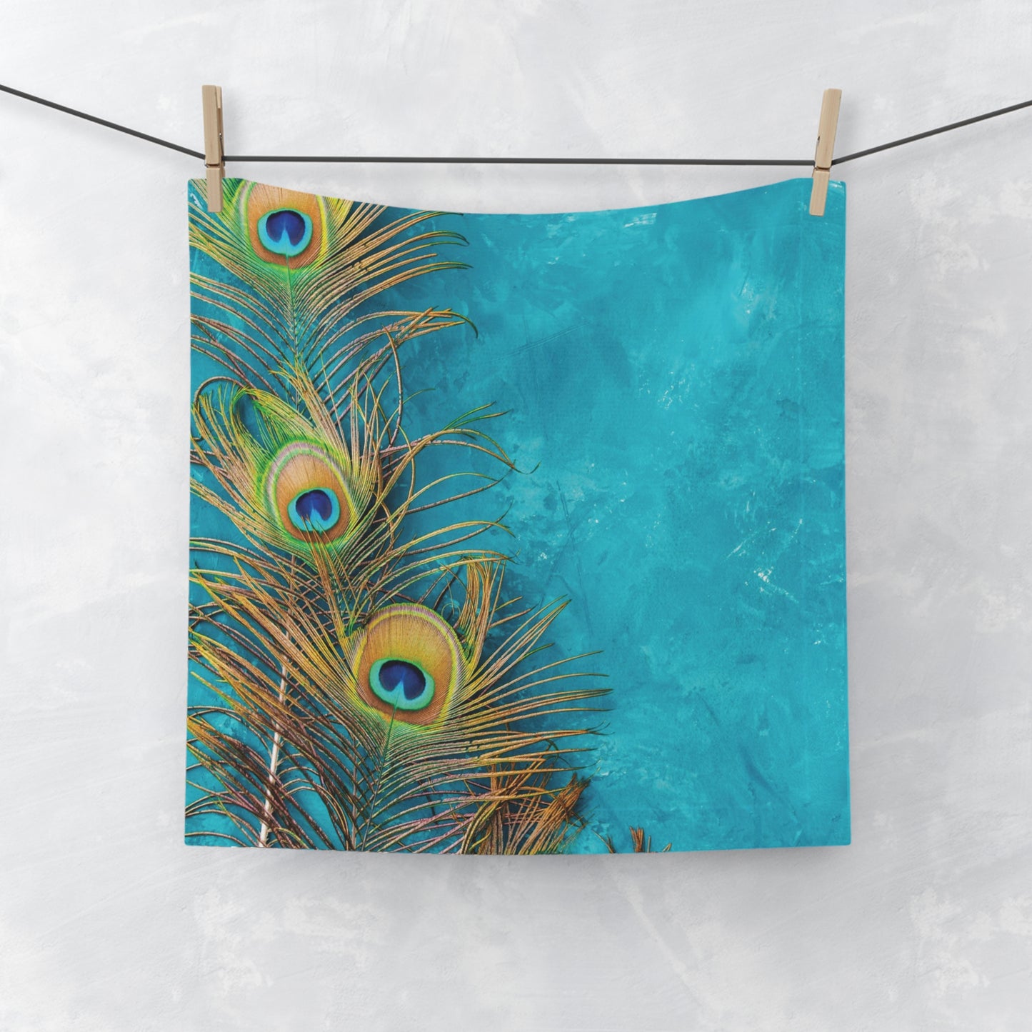 Face Towel - Peacock Turquoise Glow