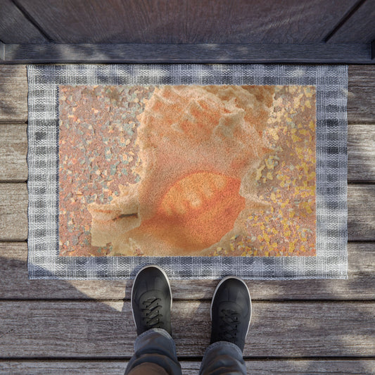 Tropical Shell Doormat - Vibrant Coconut Fiber Entrance Mat / Coastal Disco Conch