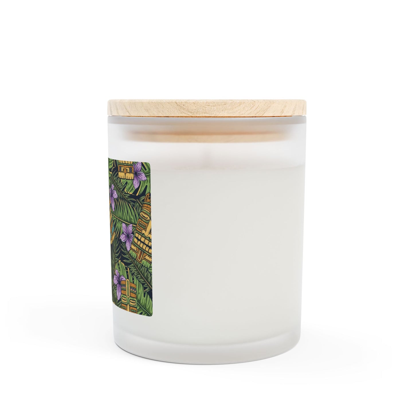 Frosted Glass Candle, 11oz, Tiki Purple Greenery