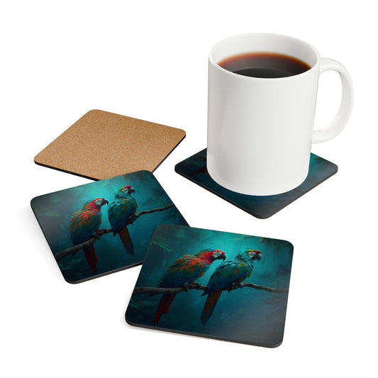 Four-piece Coaster Set - Parrot Friends