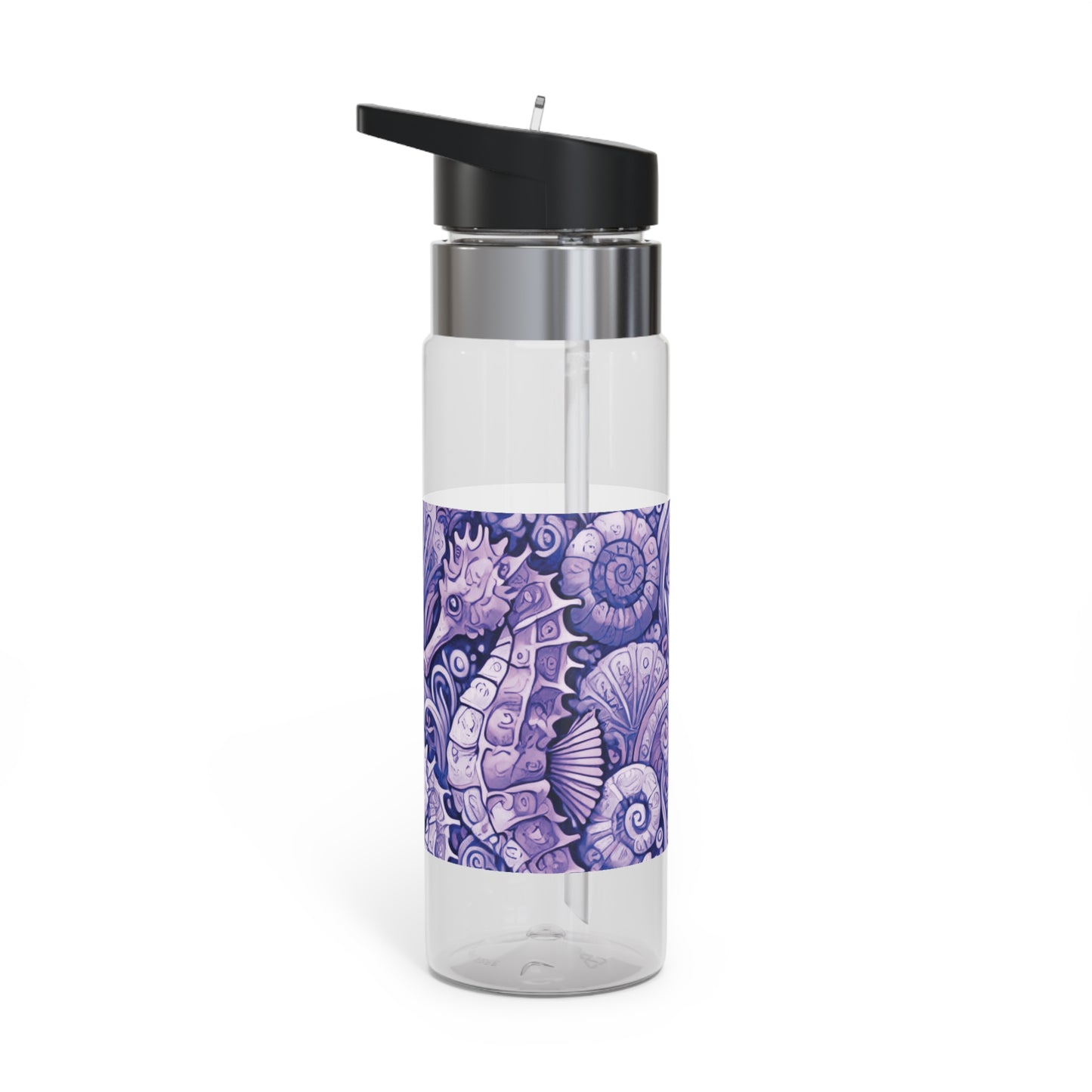 Tropical 20oz Tritan Sport Water Bottle -  Leakproof, Lightweight, BPA-Free / Seahorse Trio, Amethyst Macro
