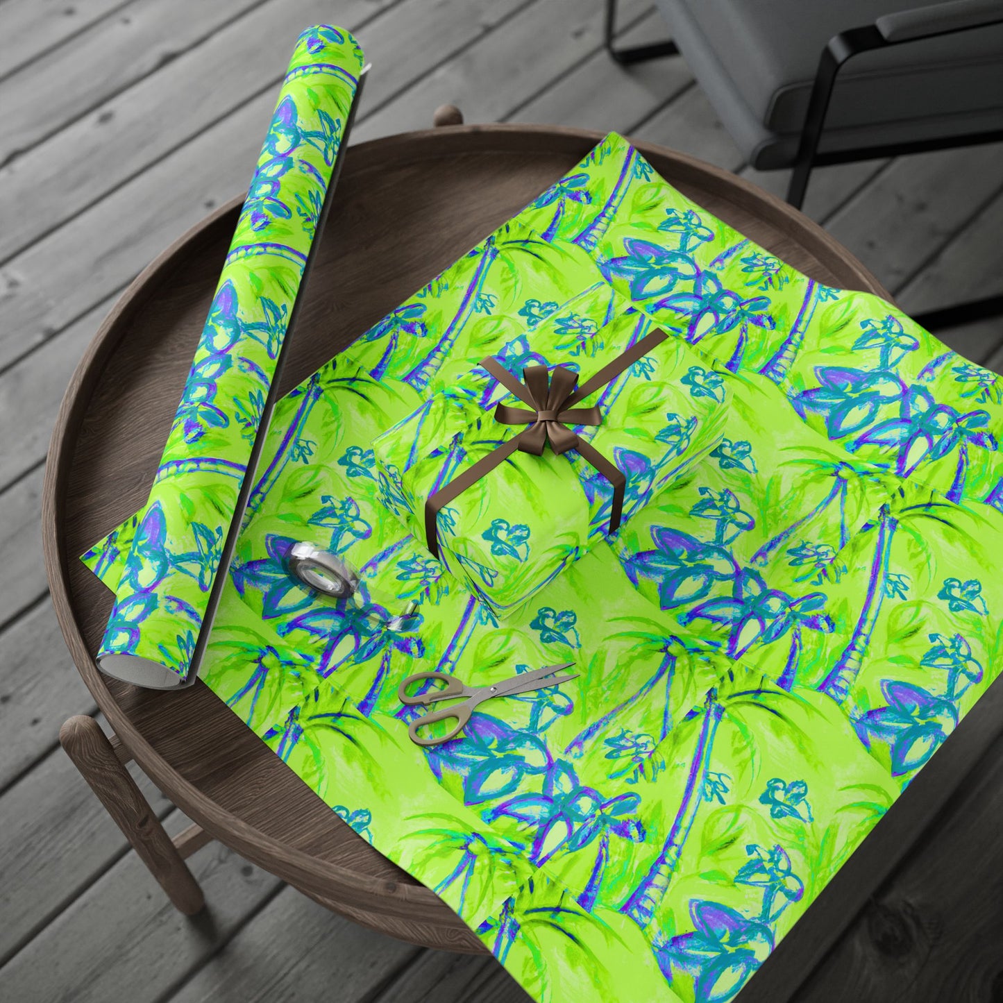 Wrapping Paper - Tropical Gift Wrap for All Occasions, 3 Sizes/2 Finishes / Tropical Doodles, Lime