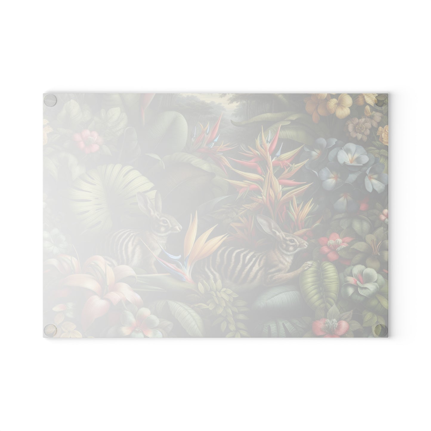 Glass Cutting Board, 2 sizes - Rainforest Rabbit Outing