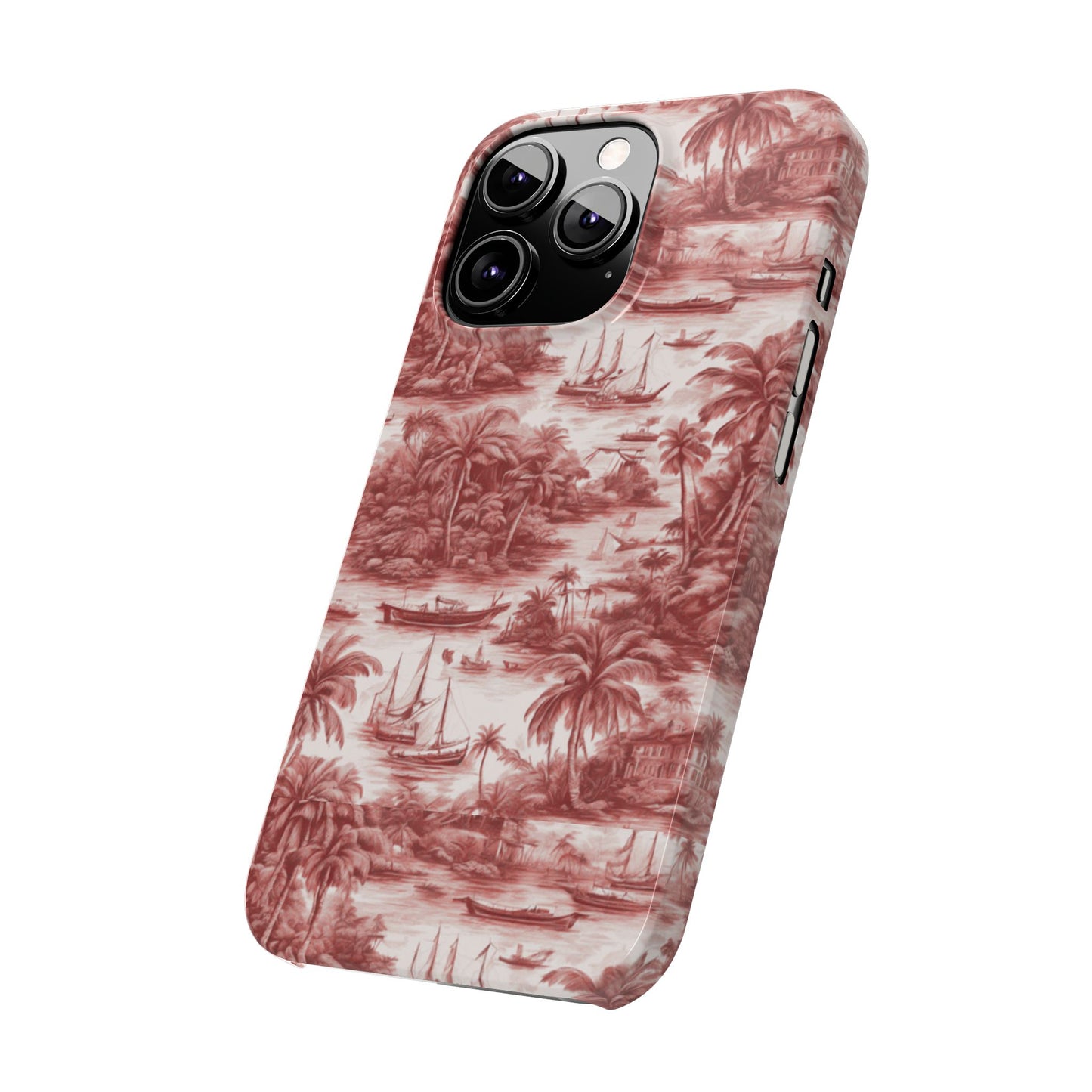 Slim Phone Cases - Tropical Toile #1, russet