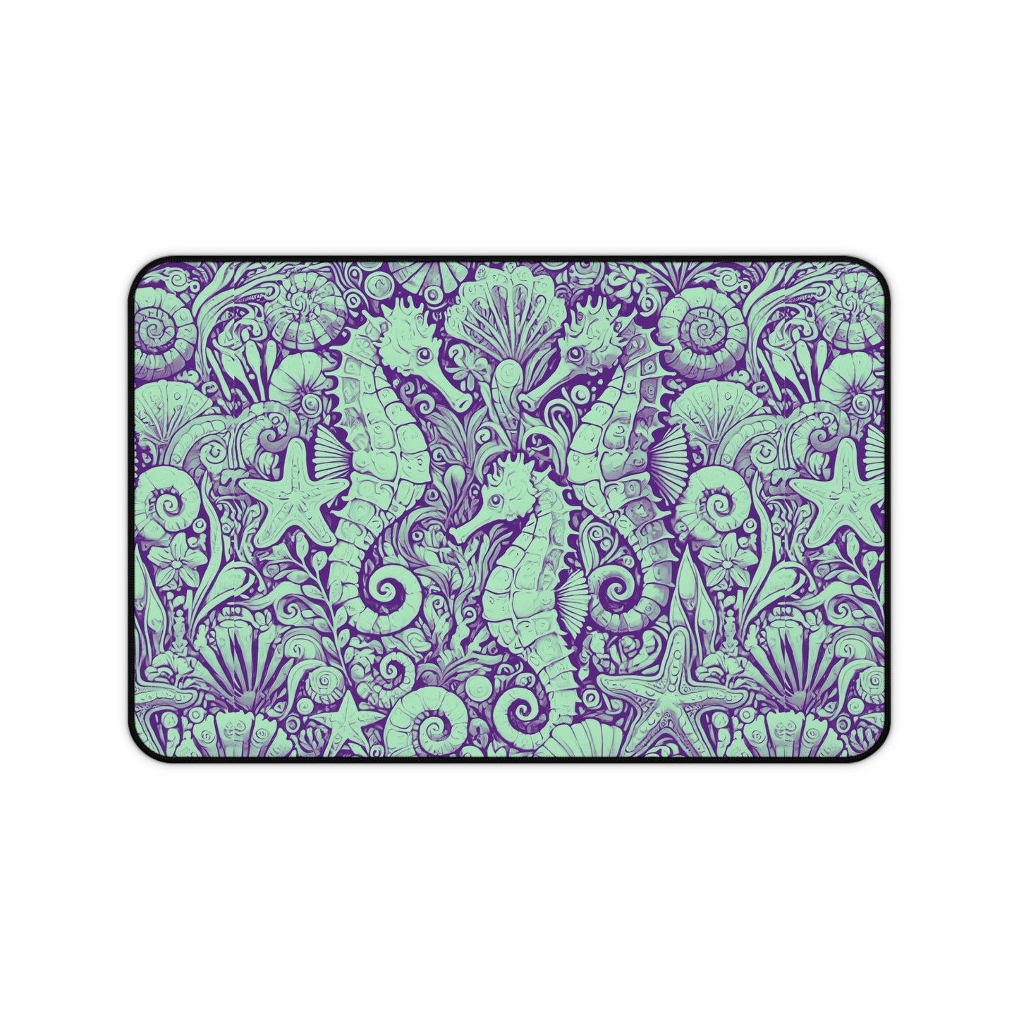 Tropical Mouse Pad/Desk Mat, 3 Sizes - Perfect for Home Office / Seahorses, Minty