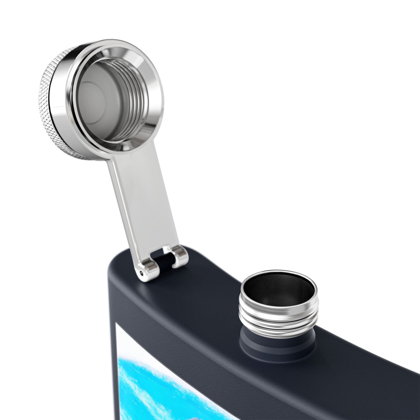 Tropical Stainless Steel Flask - 6oz Travel Drinkware for Beach Lovers / Calm Beach