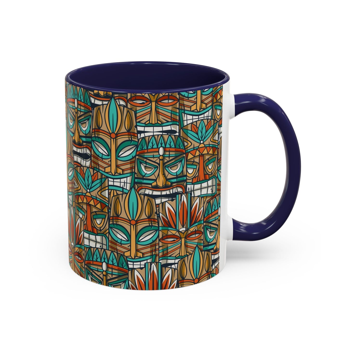 Accent Coffee Mug (11, 15oz), 8 Colors - Turquoise Tiki Party