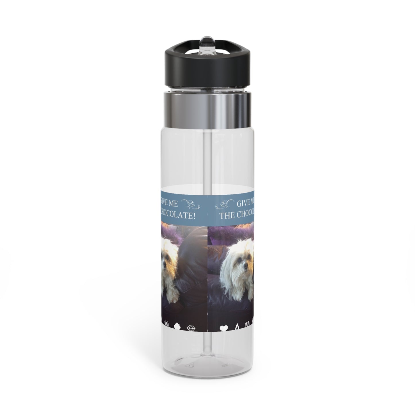 Dog 20oz Tritan Sport Water Bottle -  Leakproof, Lightweight, BPA-Free / Puppy Ariel Asks for Chocolate