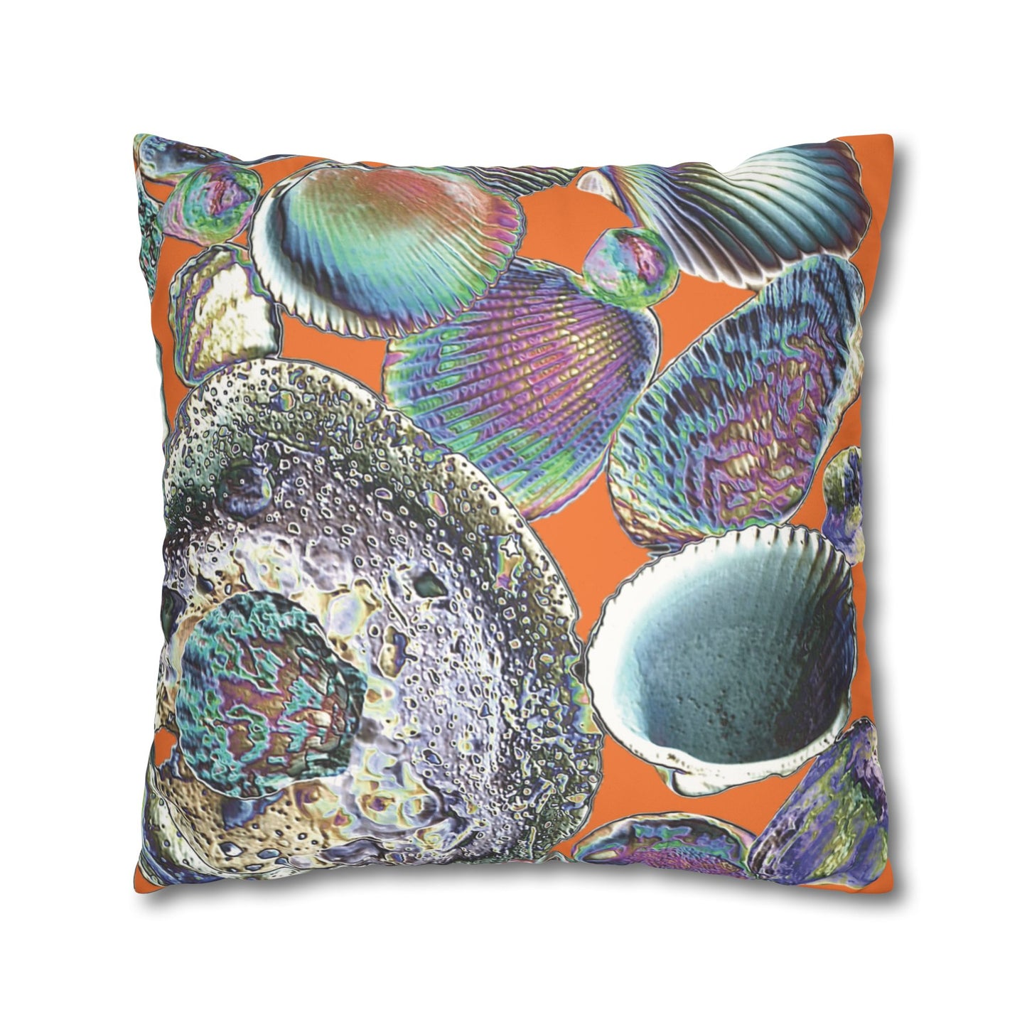 Faux Suede Square Pillowcase - Heatwave Seashell Collection, Crusta Lt. Orange