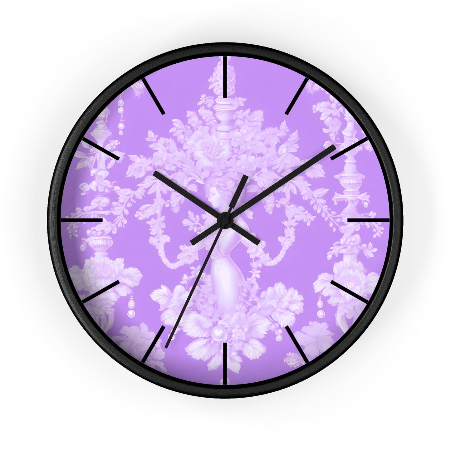 Wall Clock, Pearl Lady Toile / Purple, Hands/Base Variants