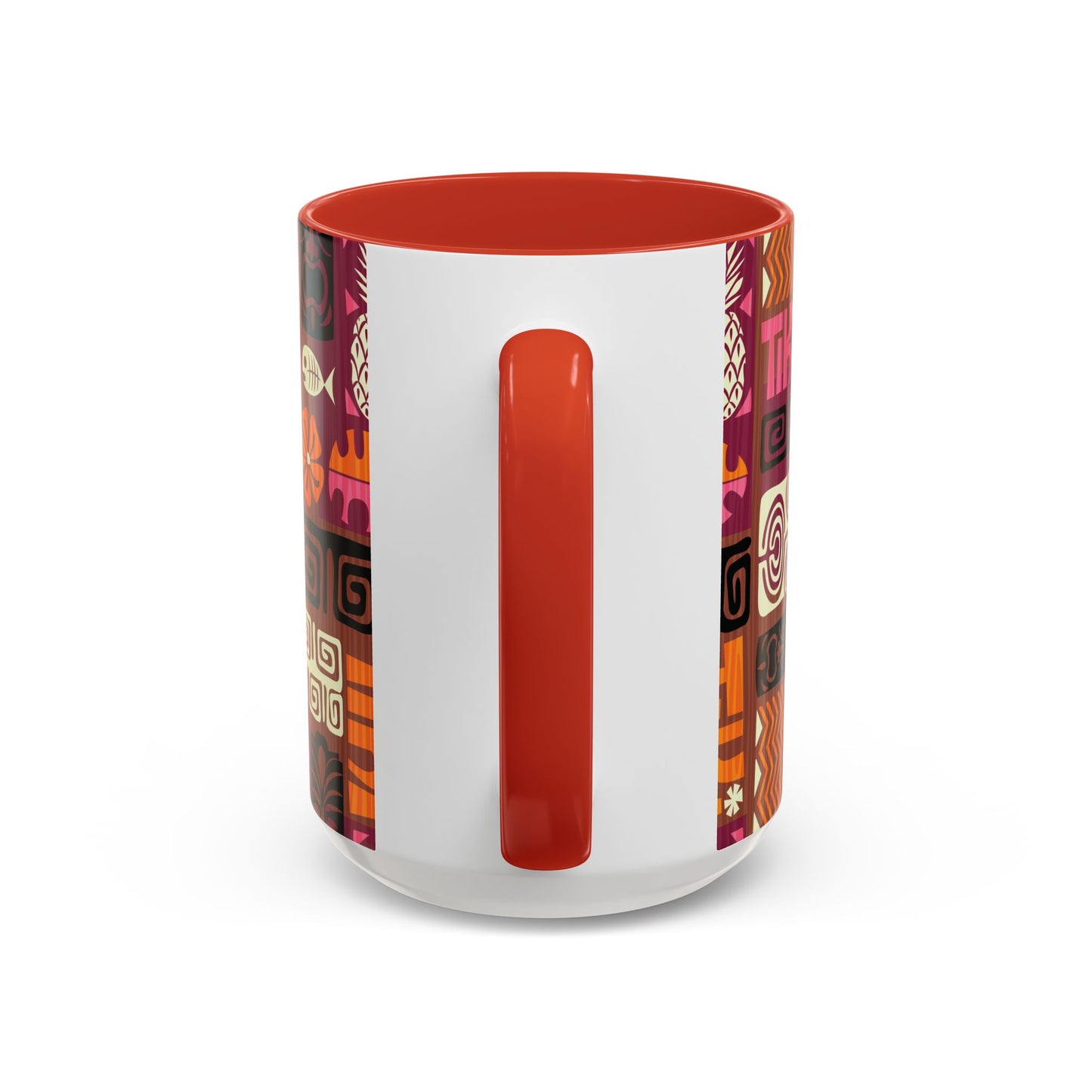 Accent Coffee Mug (11, 15oz), 8 Colors - Tiki Poster Pink/Orange