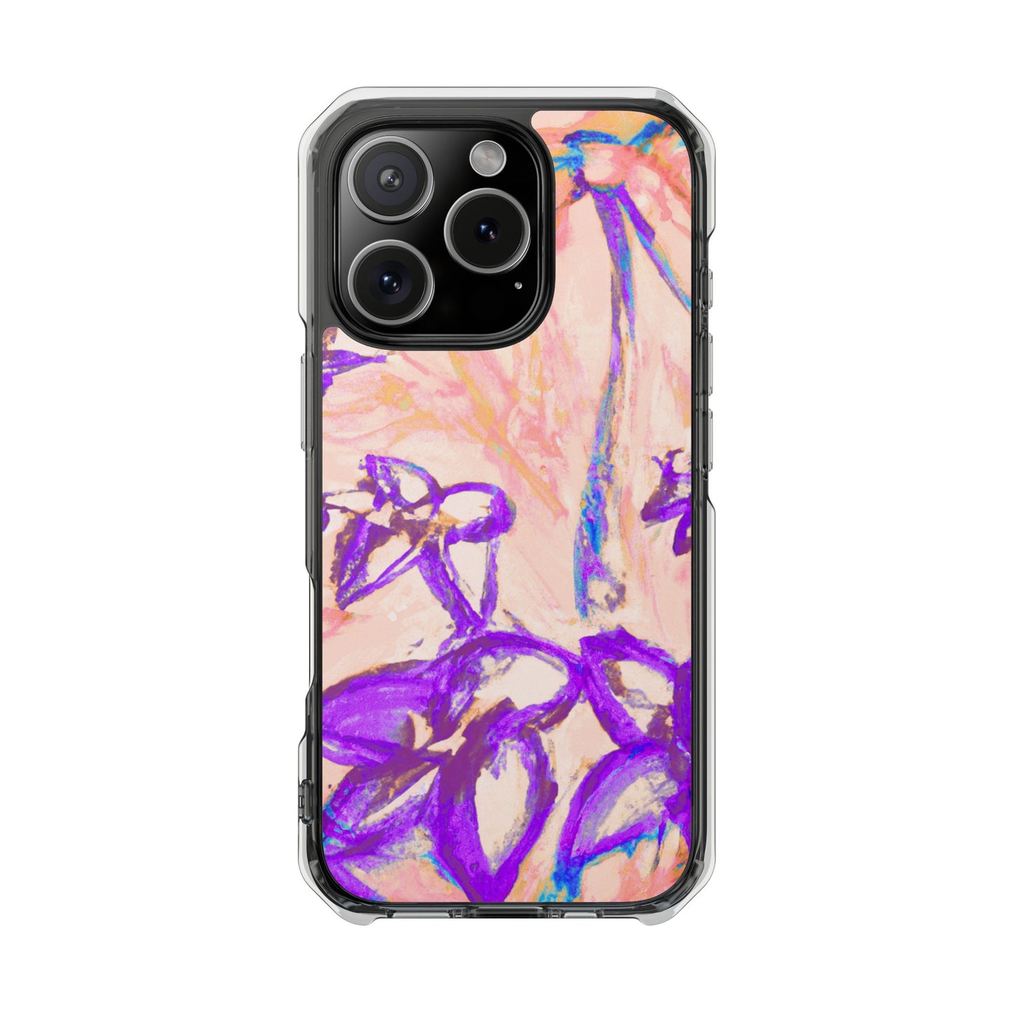 Tropical Doodles/Peach Magnetic Clear Phone Case, Many Models