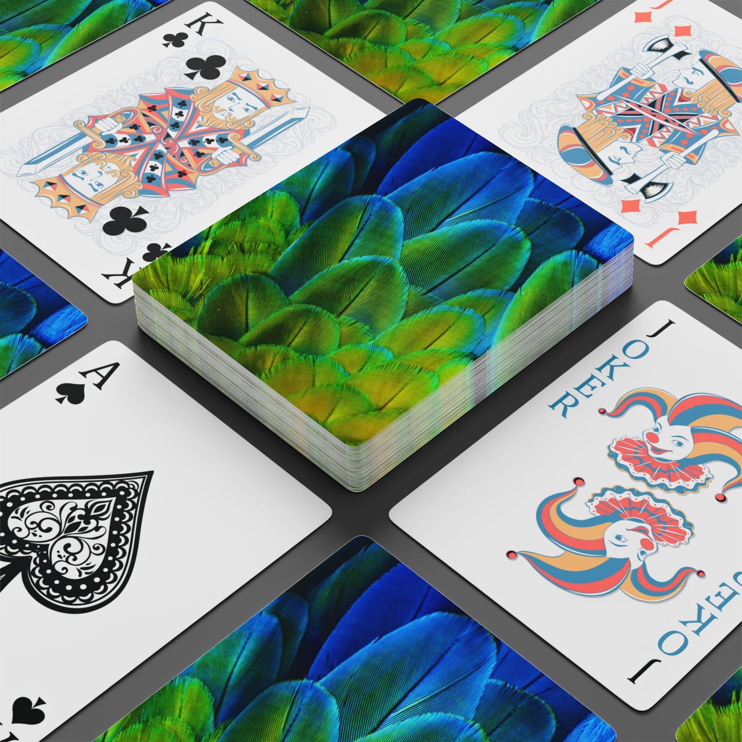 Poker Playing Cards - Shimmering Peacock Plumes