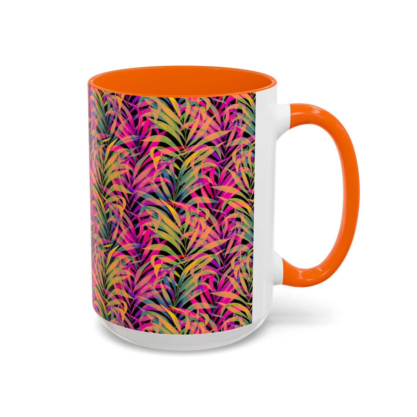 Accent Coffee Mug (11, 15oz), Rainbow Fronds / Various Colors