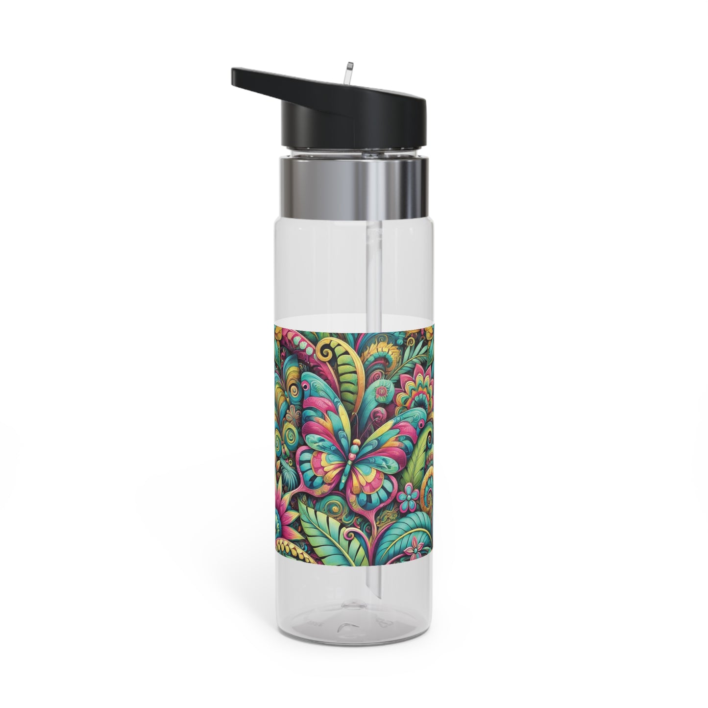 Tropical 20oz Tritan Sport Water Bottle -  Leakproof, Lightweight, BPA-Free / Rainforest Butterfly Pop
