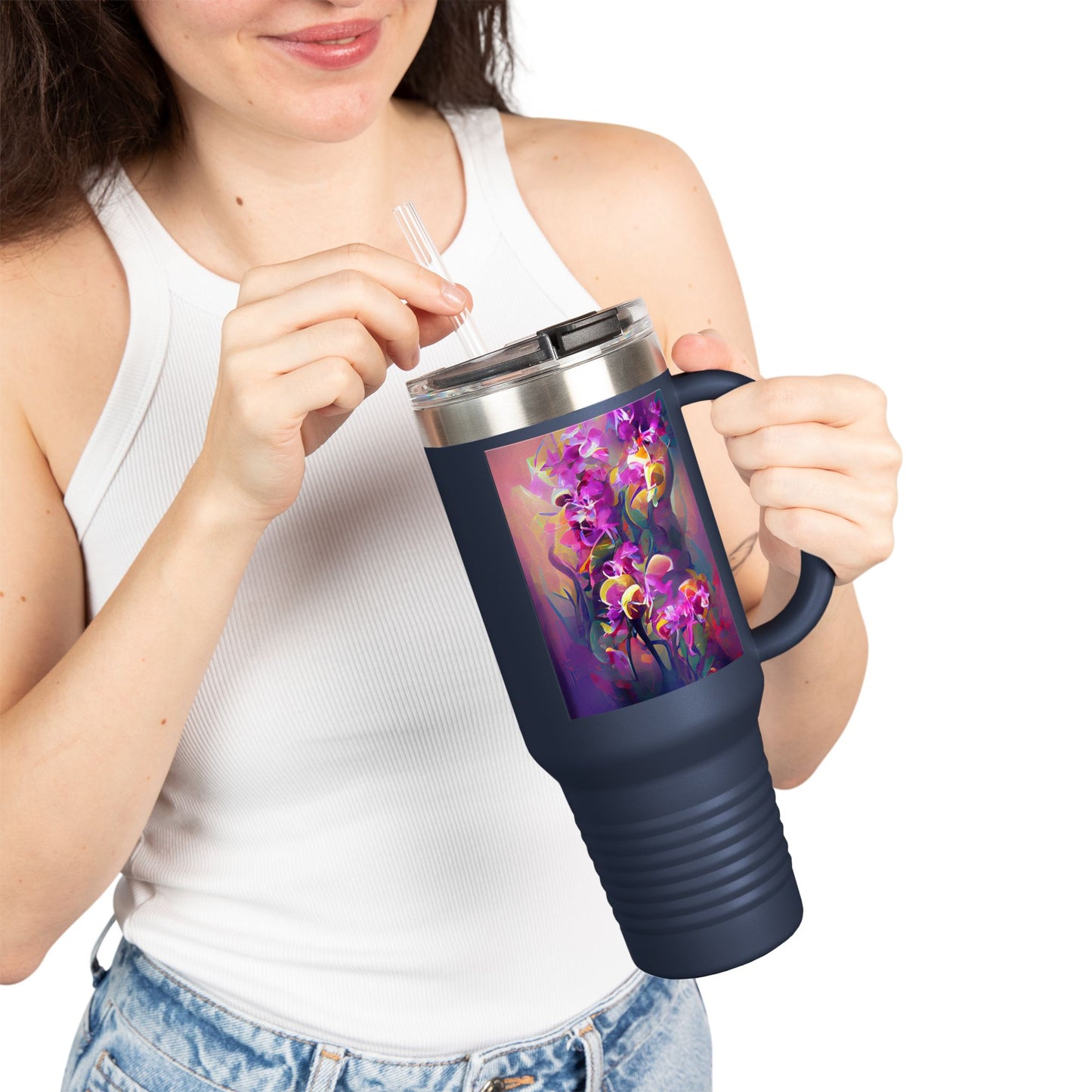Fantasy Orchids nsulated Travel Mug - 40oz - Perfect for Outdoor Adventures