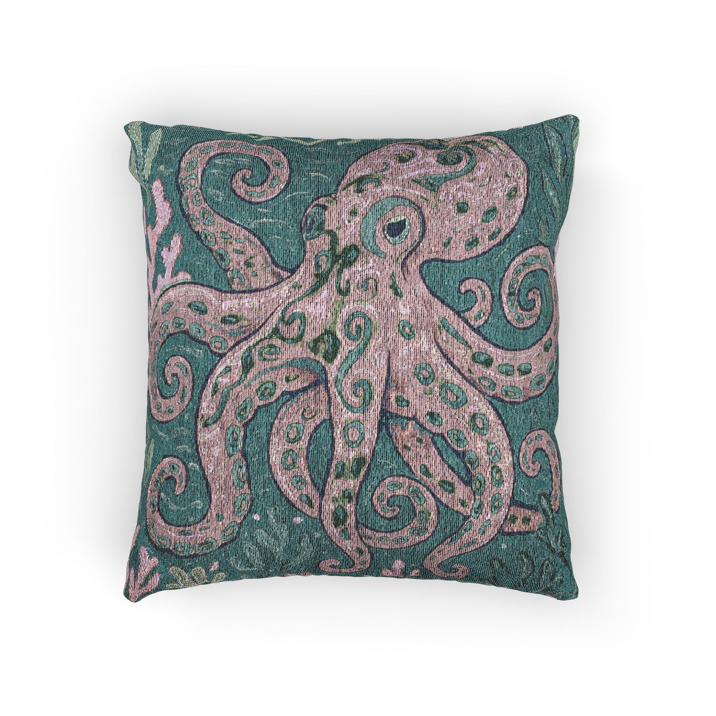 Woven Pillow, 17"W x 18"L ~ Octopus Kraken Joe, Purple
