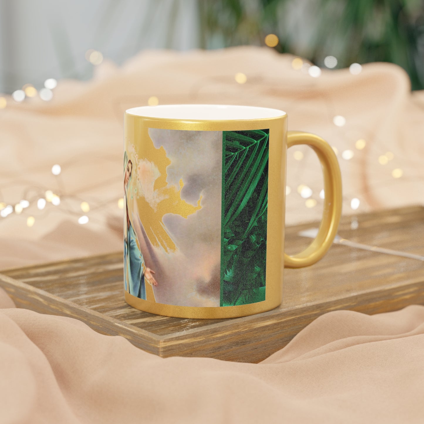 Religious Metallic Mug, Gold or Silver - MACRO "Tropical Rainforest Our Lady of Grace"