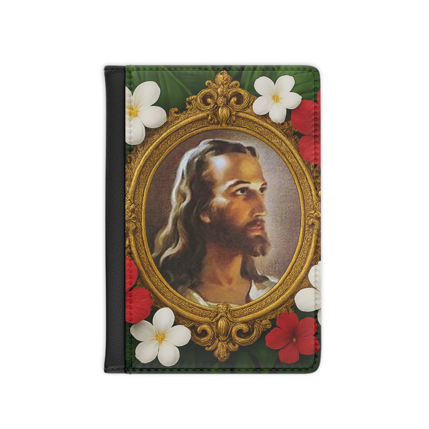 Religious Tropical Passport Cover, Faux Leather - RFID blocking for travel security / Head of Christ