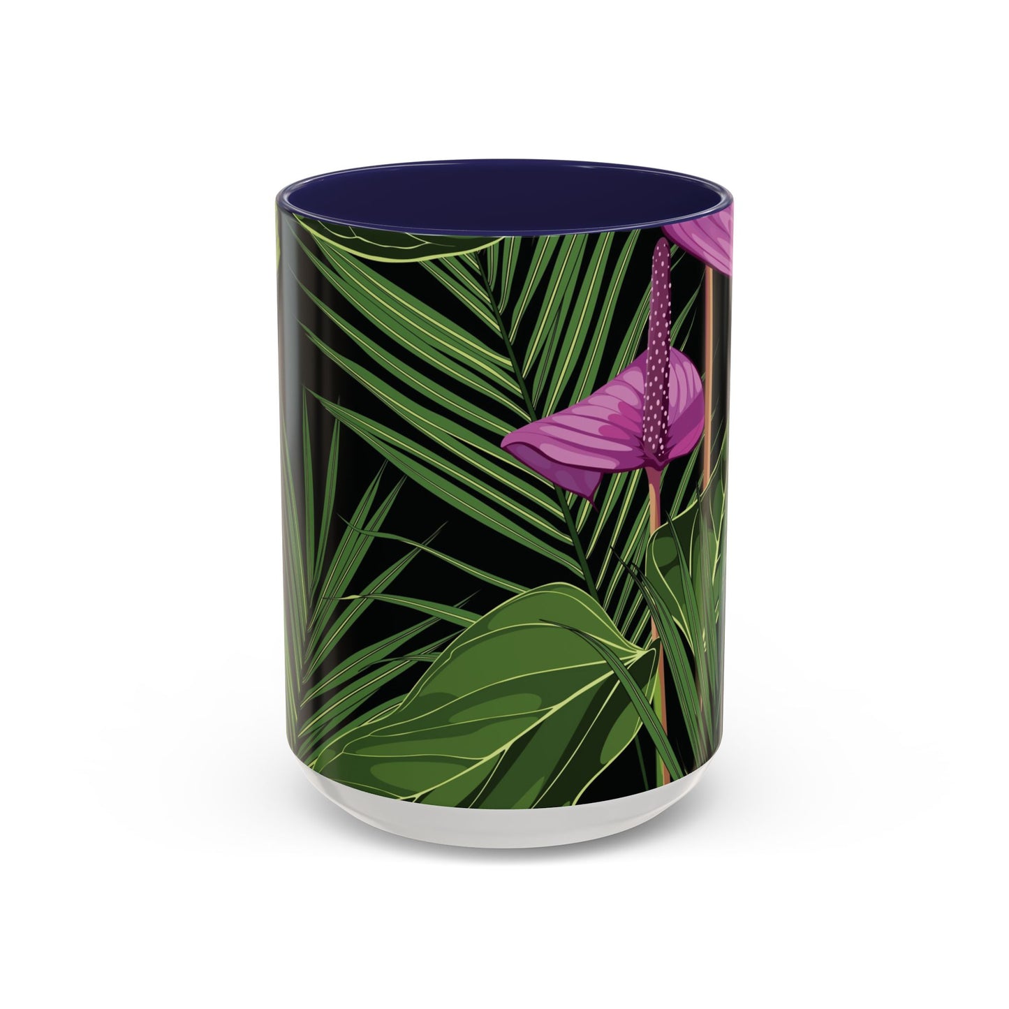 Accent Coffee Mug - Fun Tropical Drinkware for Flower Vibes /Anthurium and Palm