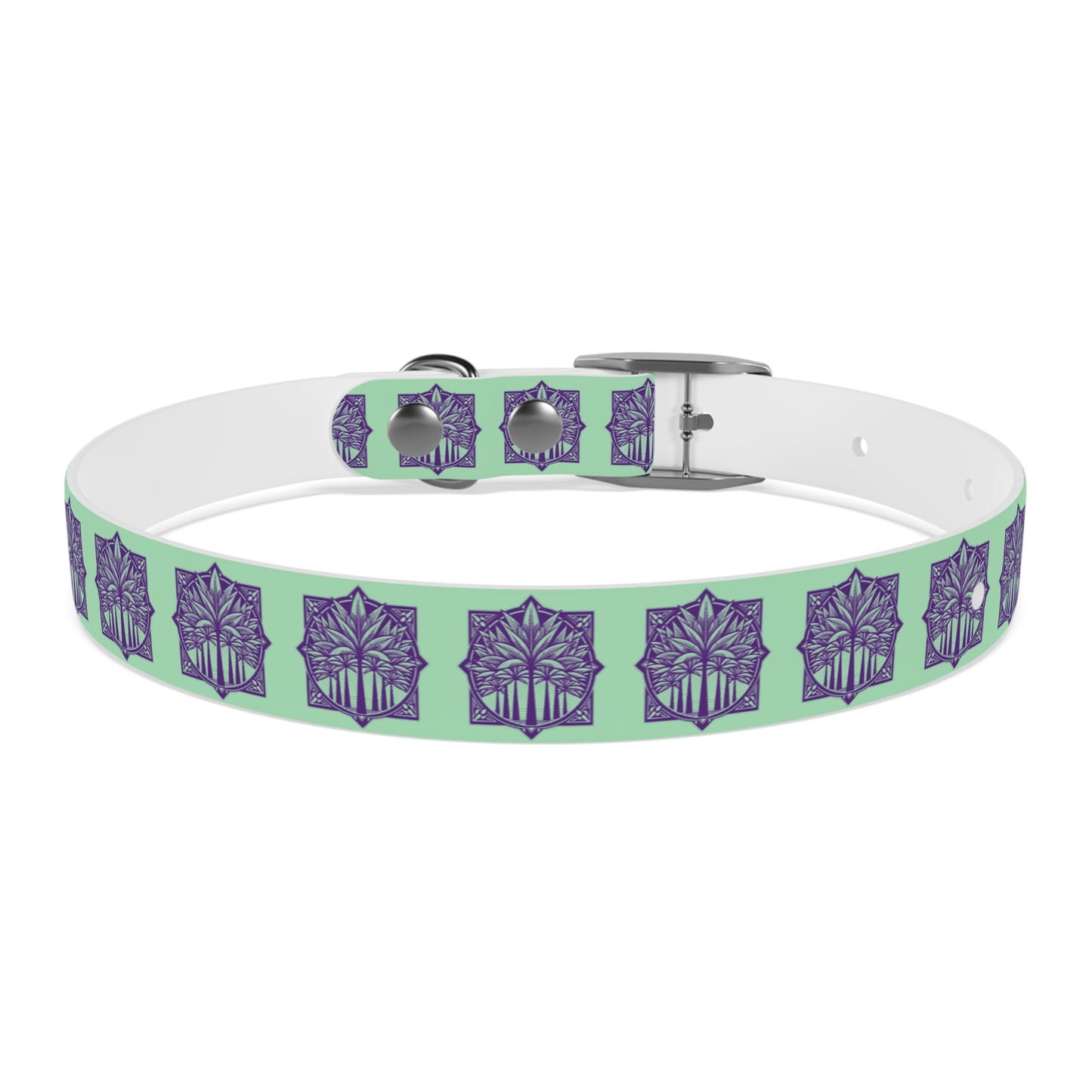 Dog Collar - Deco Palm Trees, Mint Green