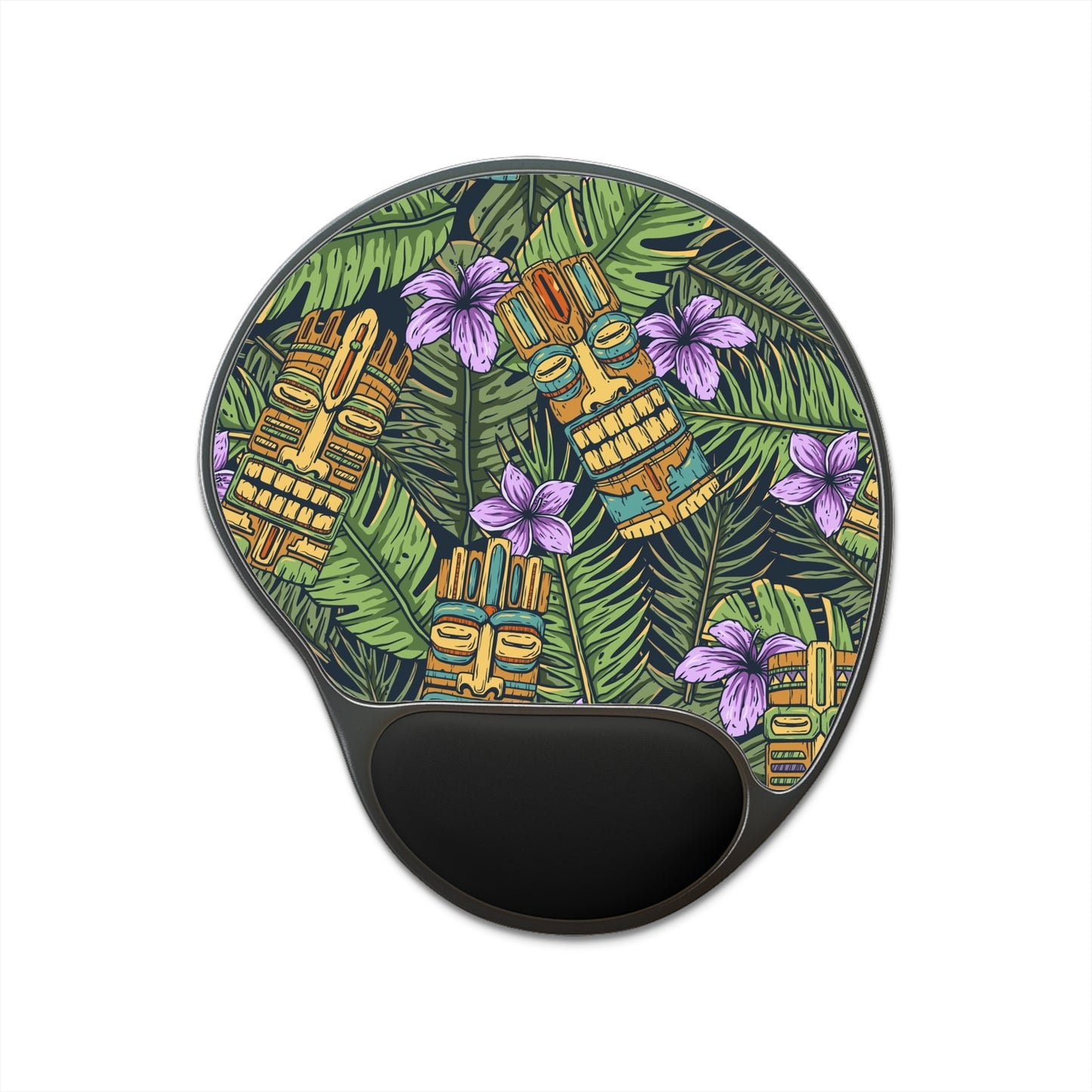 Mouse Pad With Wrist Rest, Tiki Purple Greenery