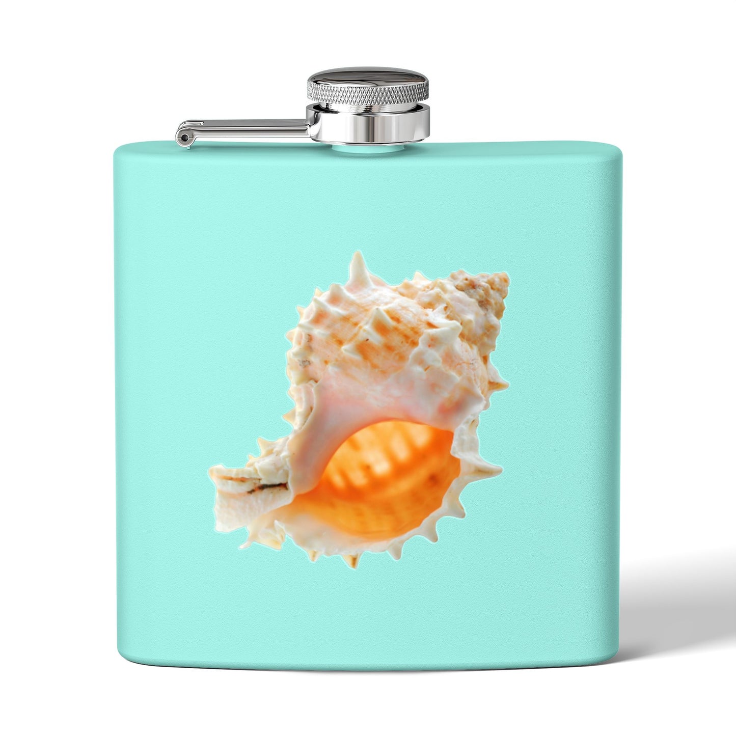 Tropical Stainless Steel 6 oz. Flask, Many Colors  – Real Conch Shell