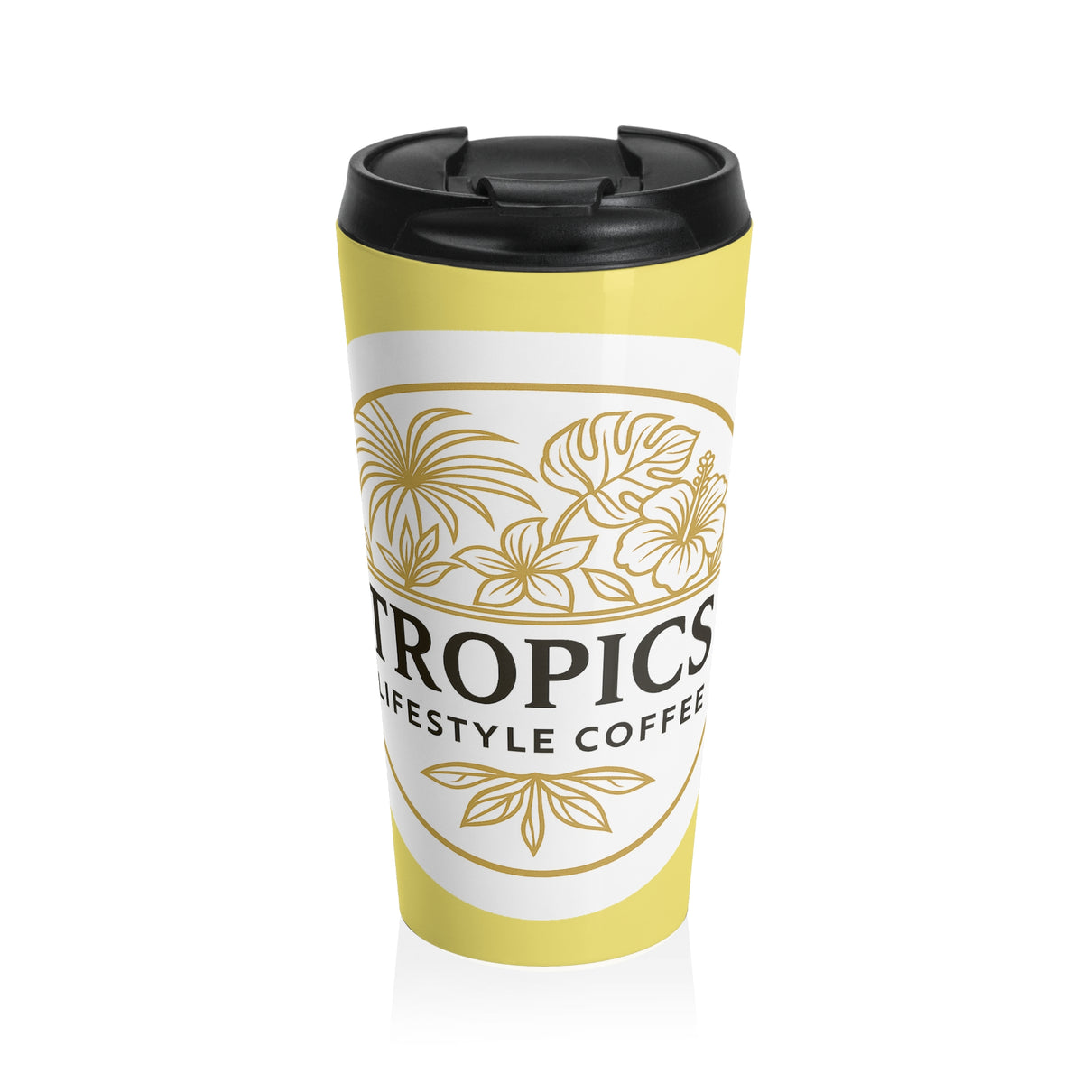 15 oz. Stainless Steel Travel Mug / TLCoffee Logo, Yellow
