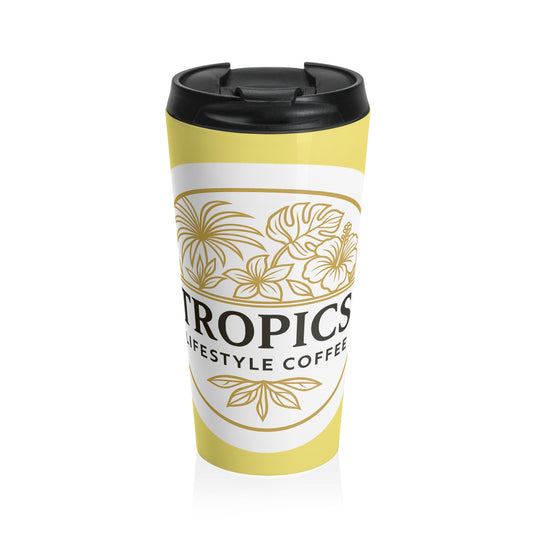 15 oz. Stainless Steel Travel Mug / TLCoffee Logo, Yellow