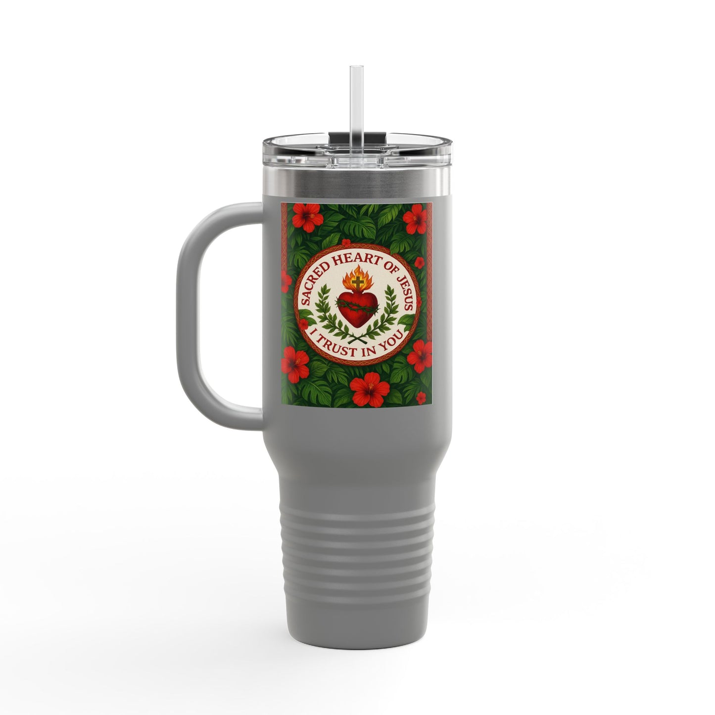 Religious Insulated Travel Mug, 40oz / Sacred Heart of Jesus - Perfect for Outdoor Adventures