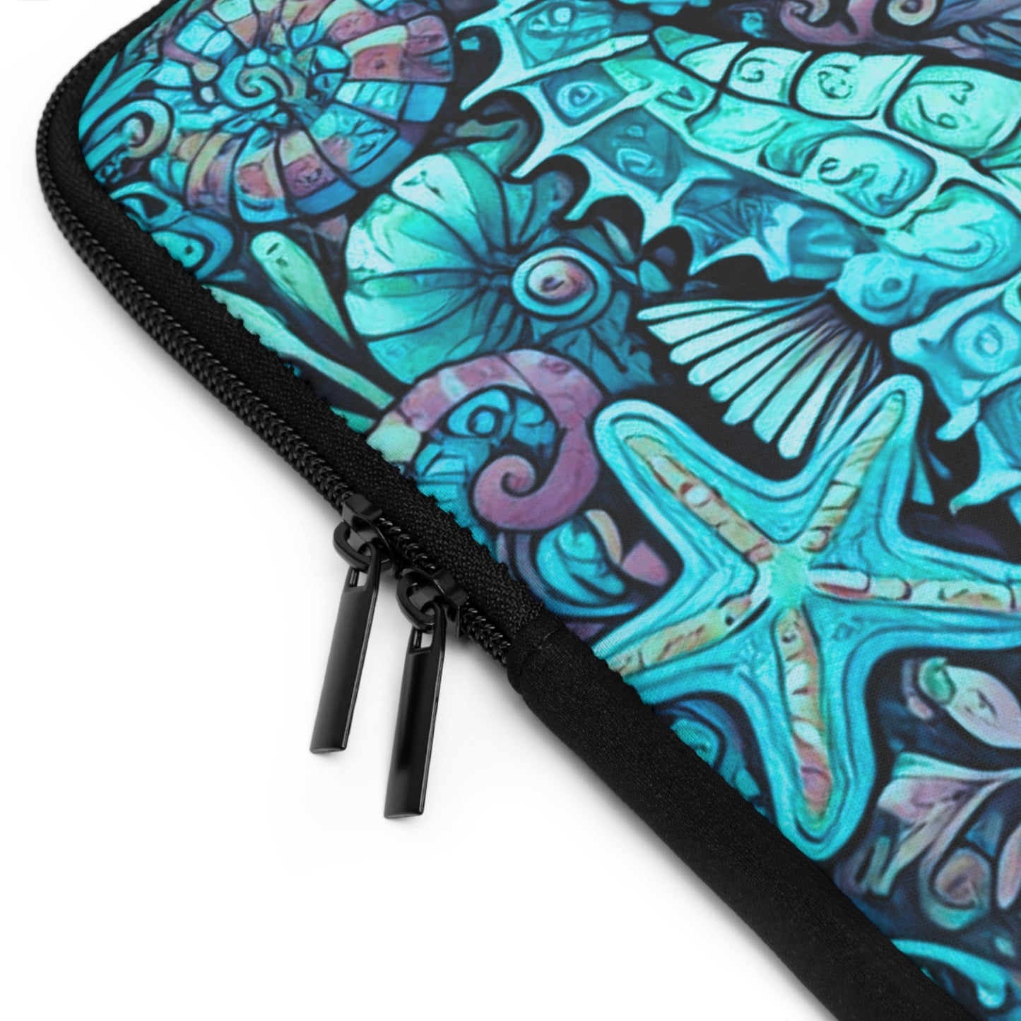 Tropical Laptop Sleeve, 5 Sizes - Perfect for Ocean Lovers & Students / Seahorse Trio, Turquoise